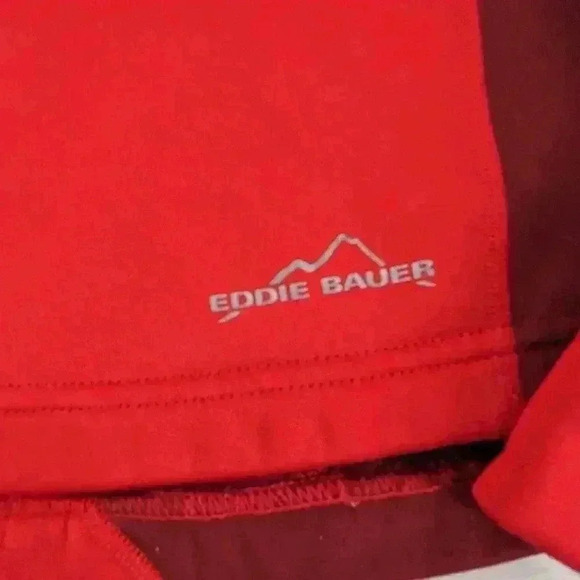 Eddie Bauer Women M 1/4 Zip Pullover Long Sleeve Sweater Jacket Top 2 Tone Red - Picture 2 of 9